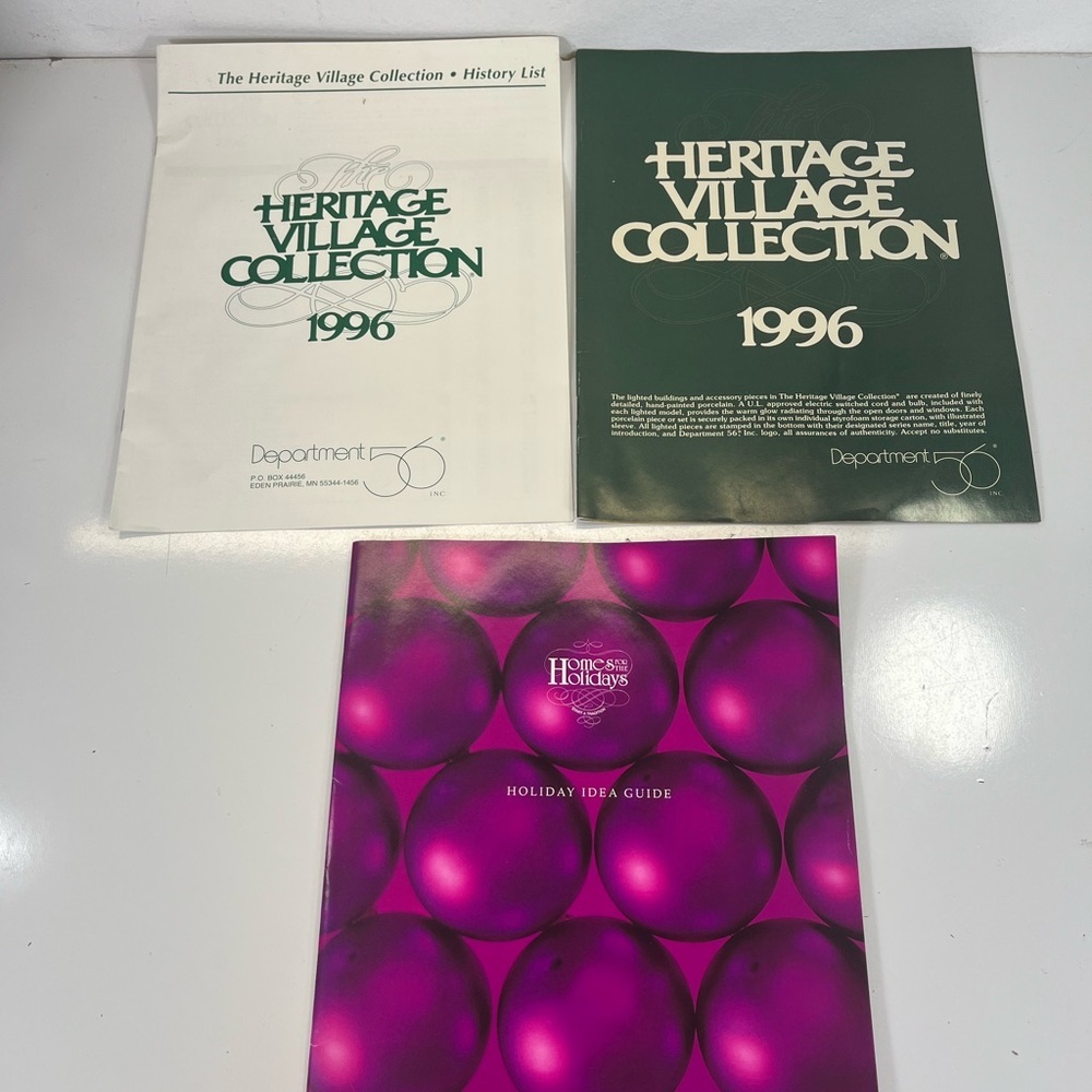 1996 Department 56 Heritage Village Collectionβ History List, Holiday Idea Guide
